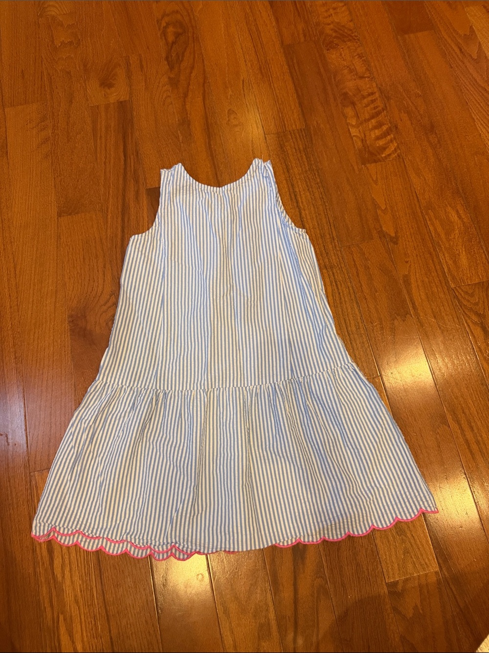 Crewcuts Pink Cardigan with Blue-White Striped Dress - Picture 2 of 8